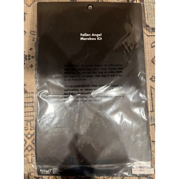 Women’s Fallen Angel Marabou Kit -‎ Halo Headband Wings Cuffs Dark Gothic NEW - Picture 4 of 4